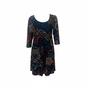 Reborn 90s Boho Fall Floral Dress Cottagecore Vintage Inspired 3/4 Sleeve Mini